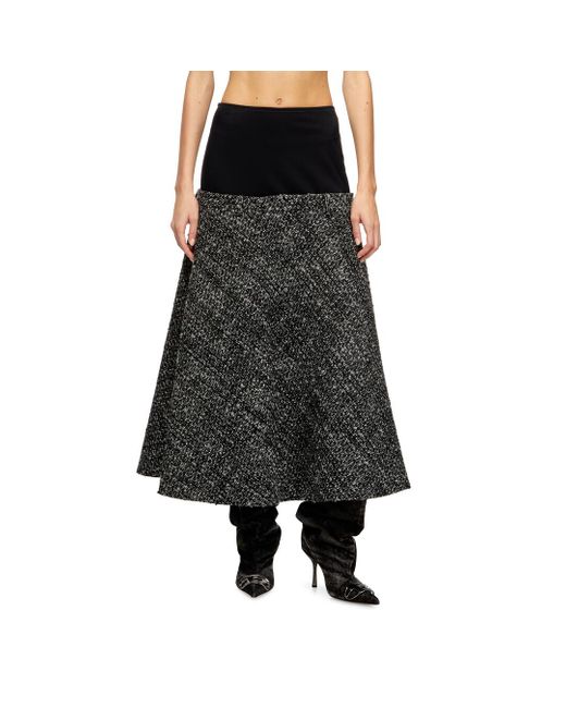 DIESEL Black Bouclé Skirt With Stretch Waist