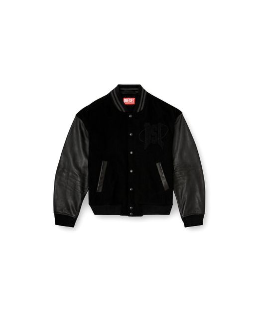 DIESEL Black Varsity Bomber Jacket for men