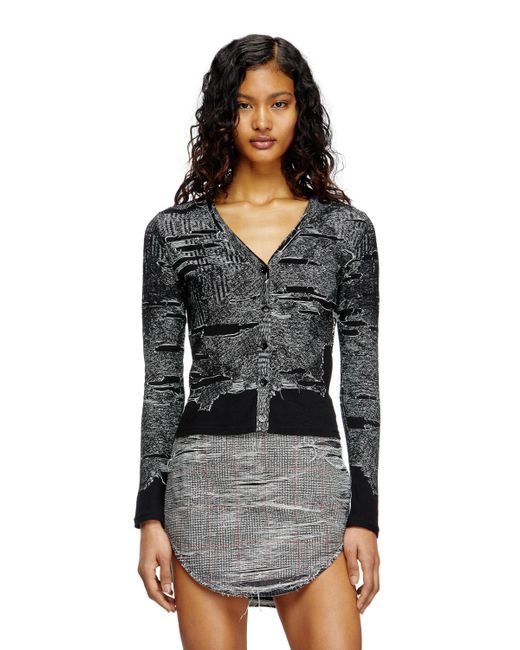 DIESEL Cardigan With Engineered Distressing Black