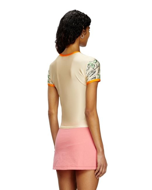 DIESEL Green T-Shirt With Tattoo Print