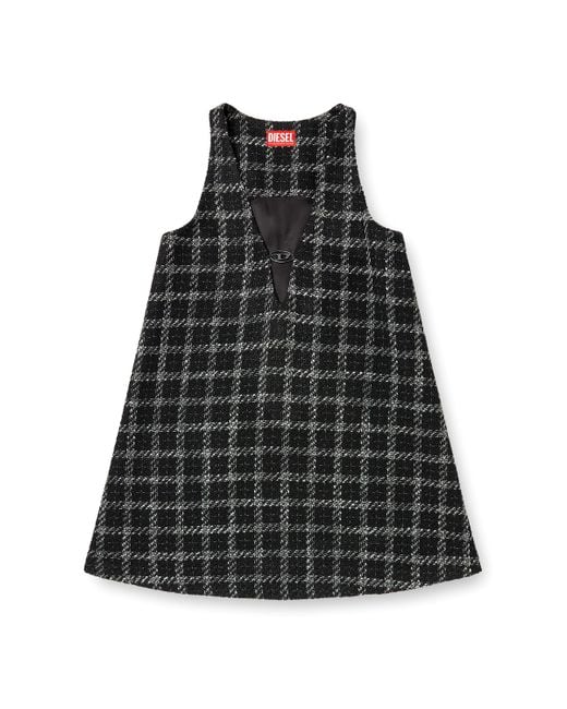DIESEL Black Bouclé Dress With Checked Pattern