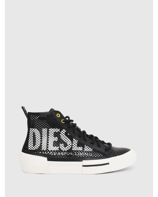 DIESEL Black S-dese Mid Cut W High-top Sneakers In Leather And Mesh