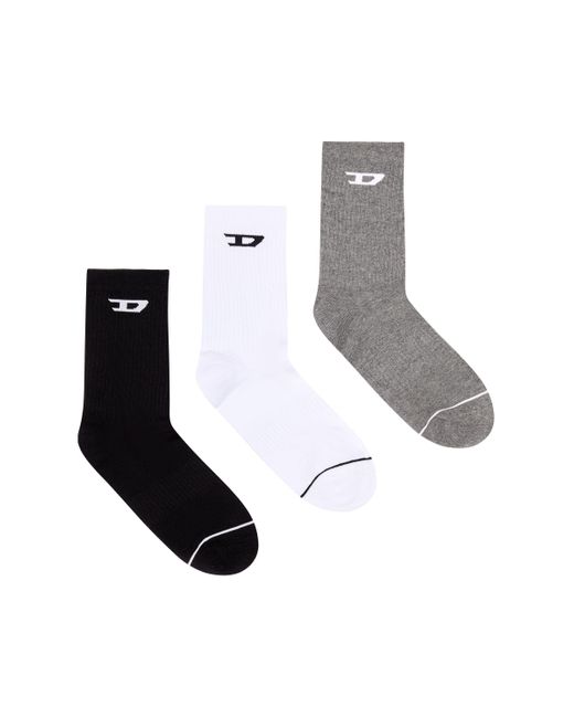 DIESEL White Three-pack Socks With Jacquard D for men