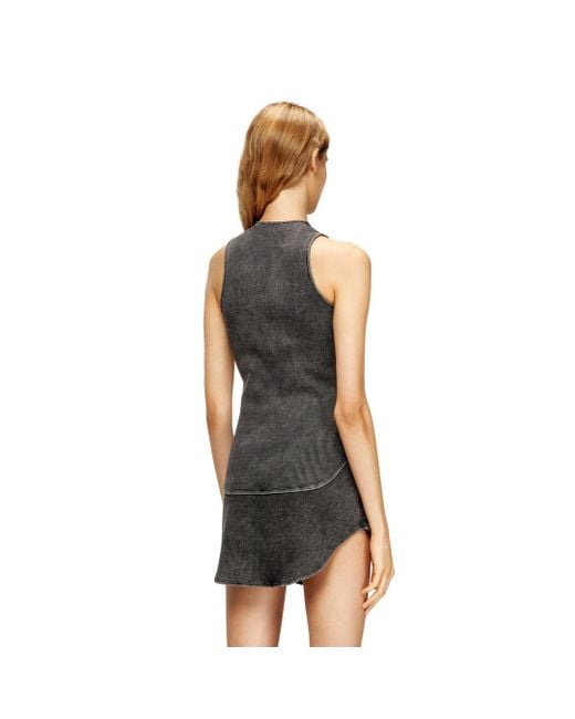 DIESEL Black Denim Top With A Used Effect