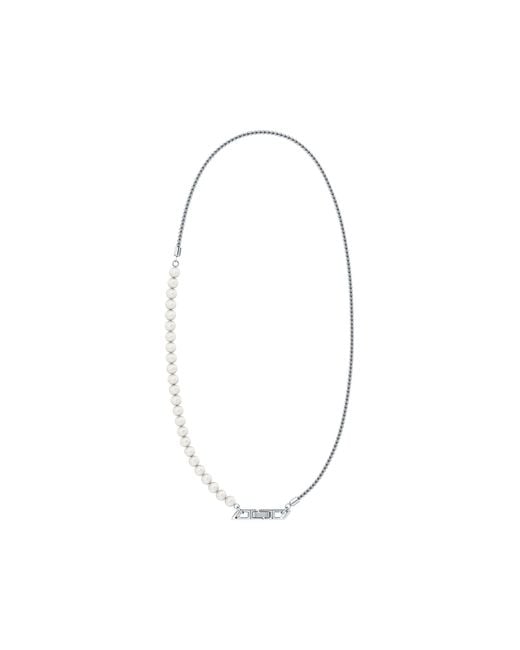 DIESEL White Sterling And Pearl Chain Necklace