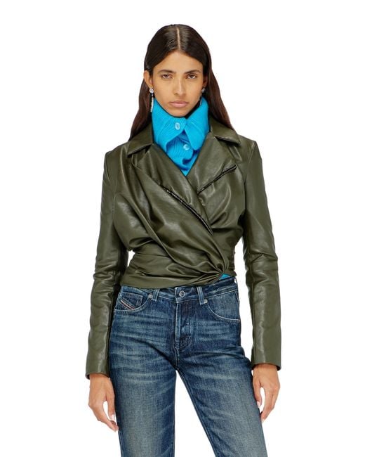 DIESEL Blue Draped Wrap-Effect Jacket