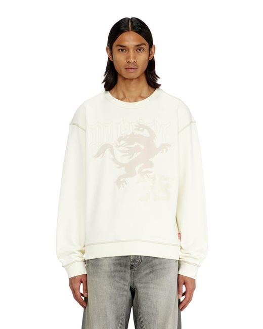 DIESEL White Sweatshirt With Embroidery And Print for men