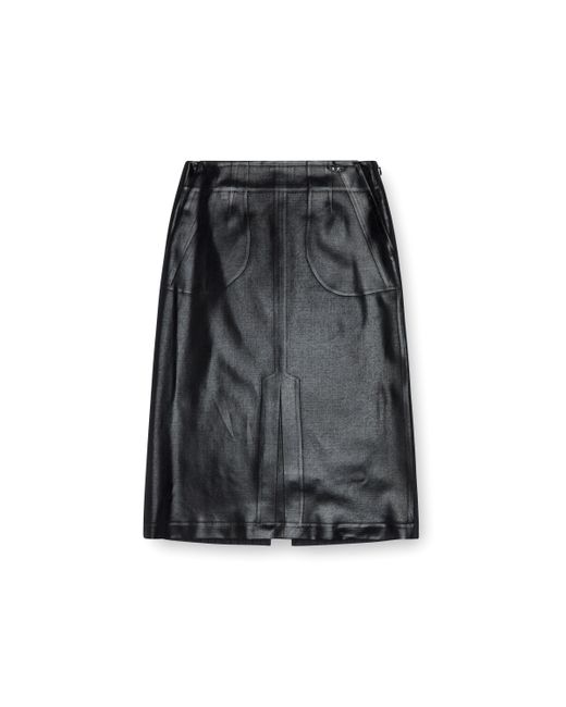 DIESEL Black Pinstripe Skirt With Coated Front