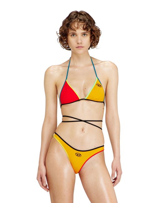 DIESEL Orange Triangle Bikini Top With Wraparound Straps