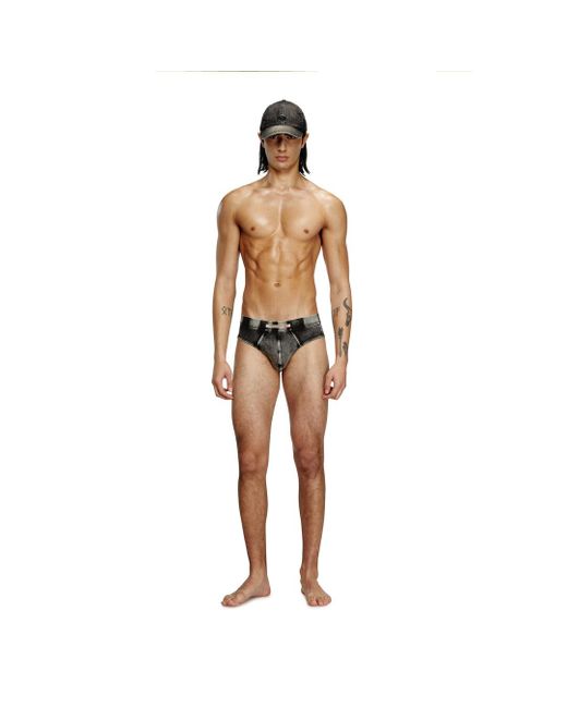 DIESEL Blue Denim-Effect Briefs for men
