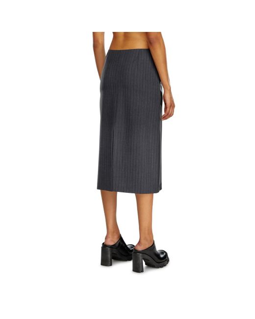 DIESEL Black Pinstripe Skirt With Coated Front