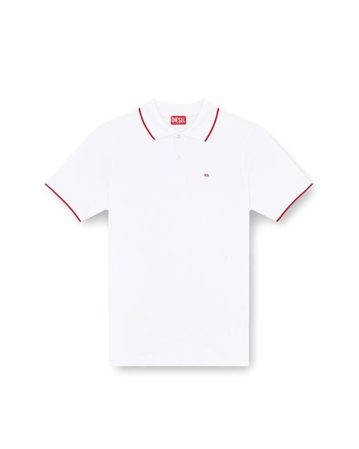 DIESEL White Polo Shirt With Micro Embroidery for men