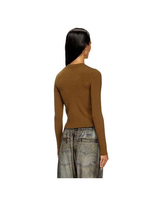 DIESEL Multicolor Rib-Knit Viscose-Blend Top With Oval D