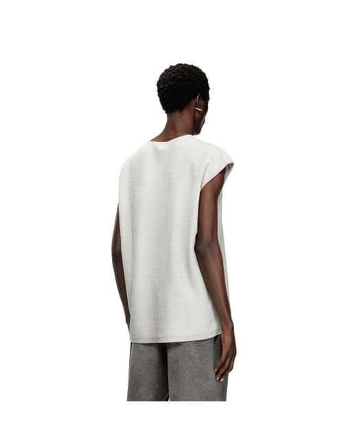 DIESEL White Sleeveless Sweatshirt With Distressed Front for men