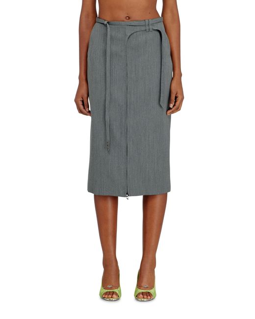 DIESEL Black Tailored Midi Pencil Skirt With Biker Straps