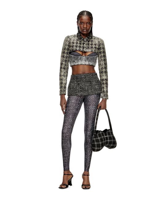 DIESEL Black Double-D-Shoulder Bag With Houndstooth Motif