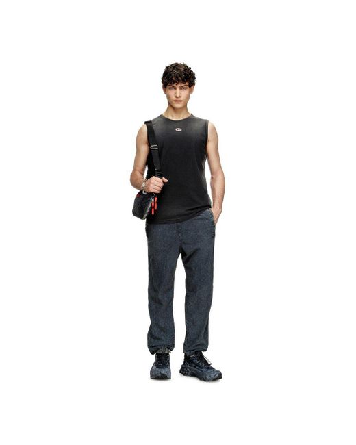 DIESEL Black Faded Tank Top With Cut-Out Oval D for men