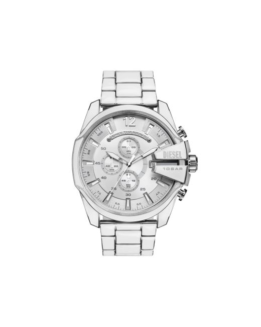DIESEL Gray Mega Chief White And Stainless Steel Watch for men