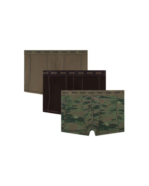 DIESEL Green 3-Pack Of Boxer Briefs Plain And Camo for men