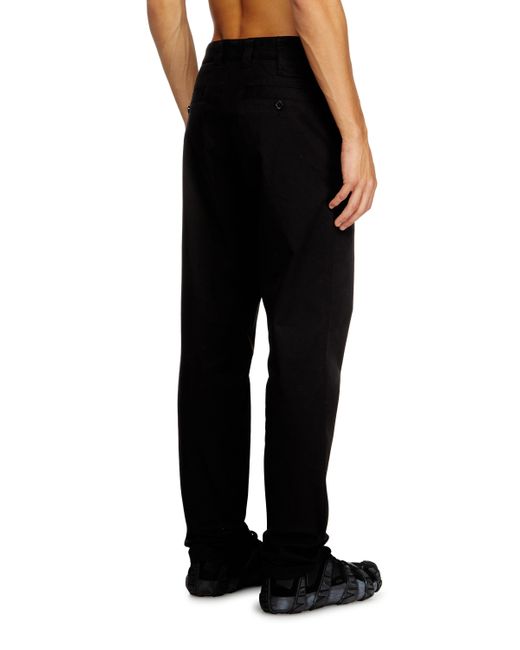 DIESEL Black Cotton Pants With Utility Loop for men