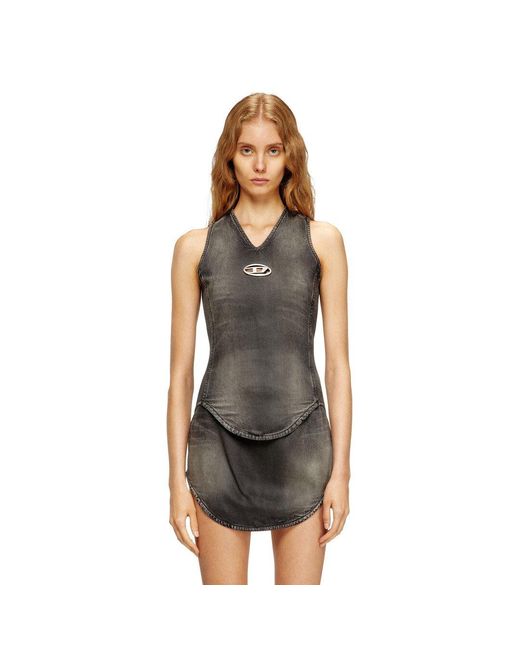 DIESEL Black Denim Top With A Used Effect