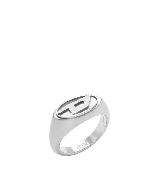 DIESEL White Stainless Steel Signet Ring