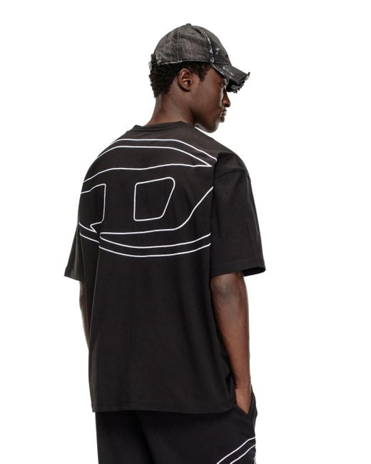 DIESEL Black T-shirt With Maxi Oval D Embroidery for men