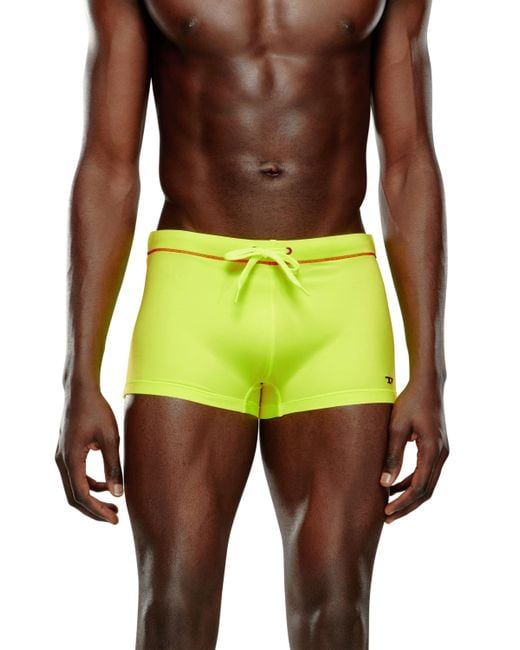 DIESEL Green Neon Swim Boxer Briefs With D Logo for men