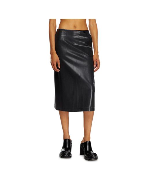 DIESEL Black Pinstripe Skirt With Coated Front
