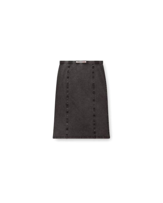 DIESEL Black Midi Skirt With Denim Effect