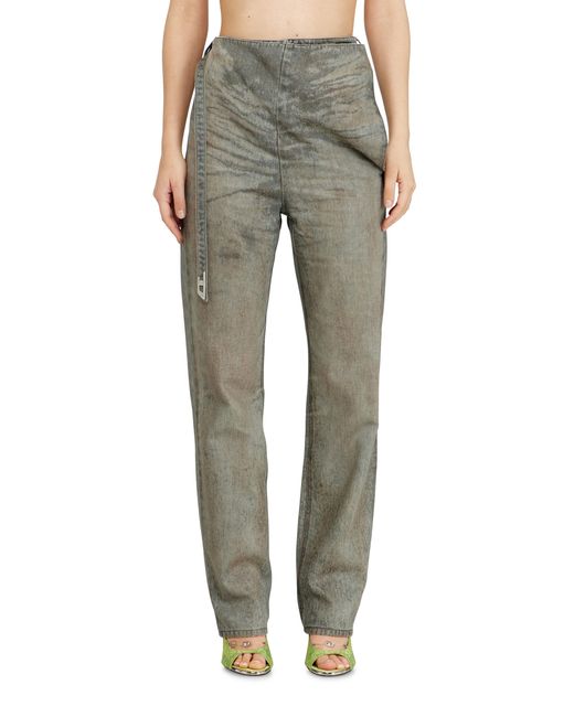 DIESEL Green Slim Jeans High Waist D-Thalira, Zip Fly