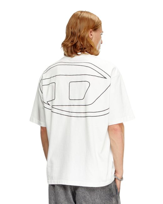 DIESEL White T-shirt With Maxi Oval D Embroidery for men