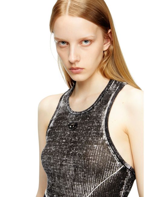 DIESEL Black 'M-Rab' Midi Dress Made Of Linen Yarn