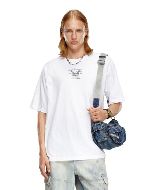 DIESEL White T-shirt With Inside-out Print for men