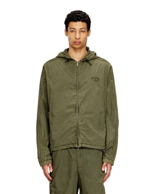 DIESEL Green Hooded Zip-Up Jacket for men