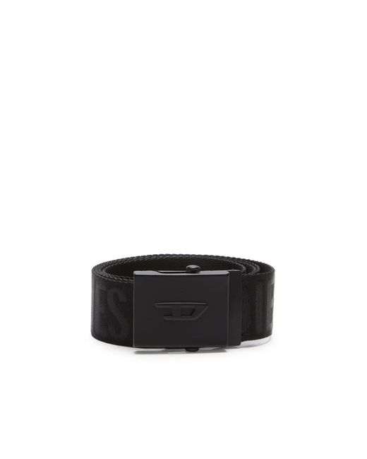 DIESEL Black Logo-debossed Tape Belt for men