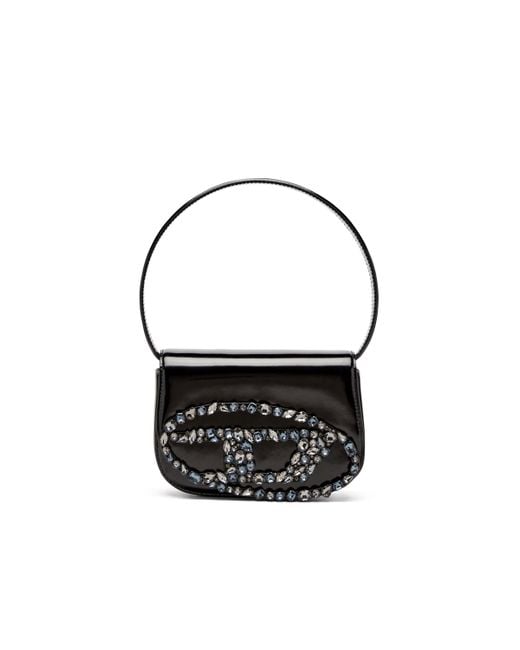 DIESEL Black 1dr-iconic Shoulder Bag In Mirror Leather