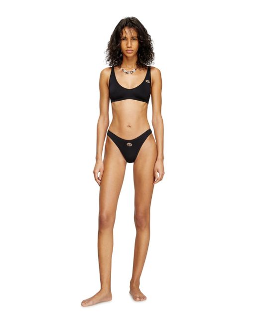 DIESEL Black Microfibre Briefs With Cut-Out Logo