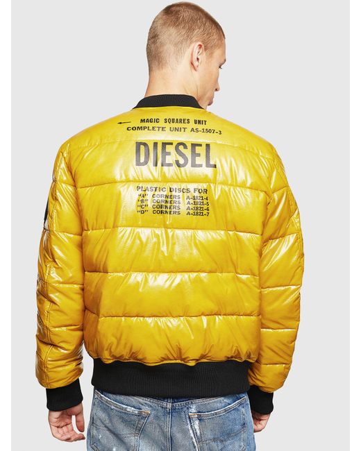 DIESEL Synthetic Won Padded Bomber Jacket in Yellow for Men Save 30