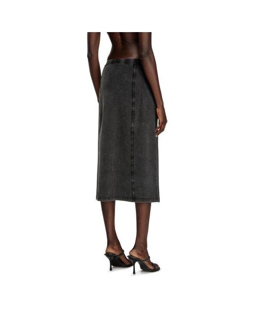 DIESEL Black Midi Skirt With Denim Effect