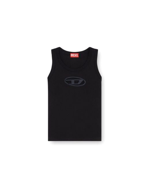 DIESEL Tank Top With Cut-Out Oval D Logo Black