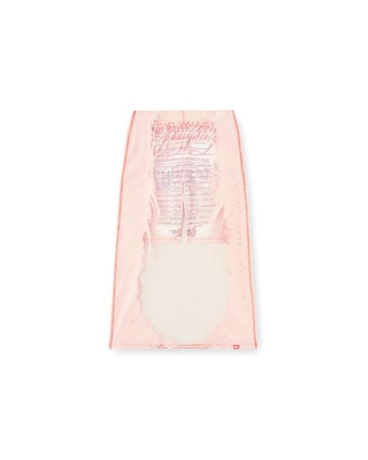 DIESEL Pink Layered Midi Skirt With Lyrics Print