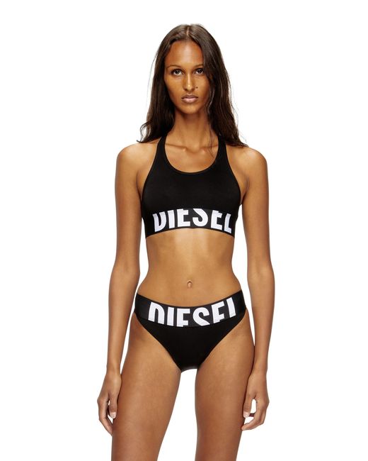 DIESEL Black Sports Bra With Cut-Off Logo