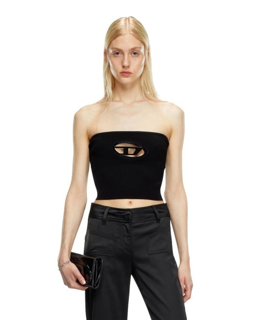 DIESEL Black Bandeau Top With Oval D Plaque