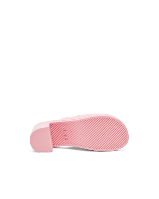 DIESEL Pink Sa-bonnie-heeled Rubber Slides With Cut-out Logo