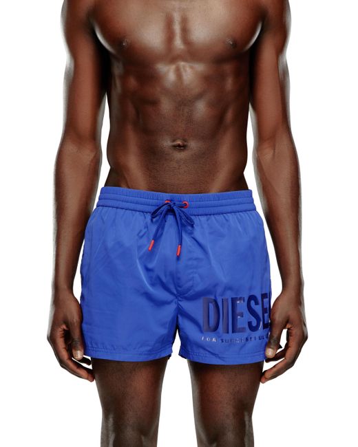 DIESEL Blue Swim Shorts With Tonal Logo for men