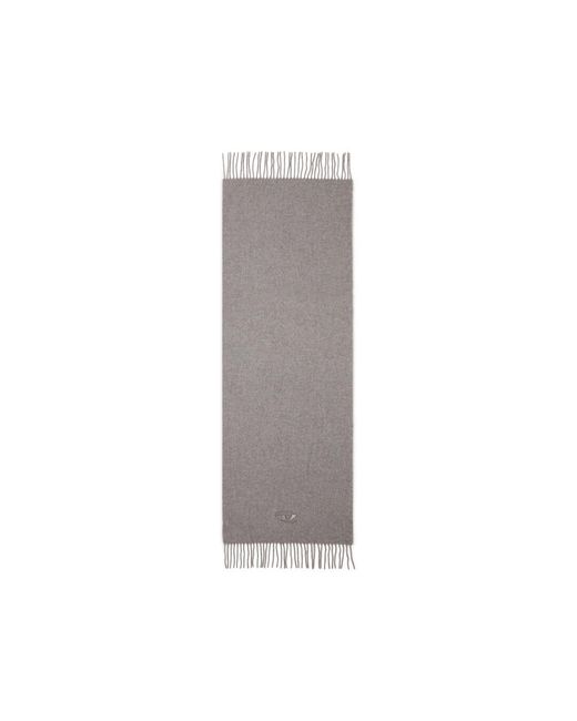 DIESEL Gray Wool-Blend Scarf With Fringed Edges