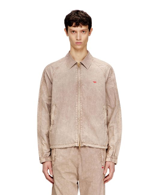 DIESEL Natural Taslan Jacket With Striped Sleeves