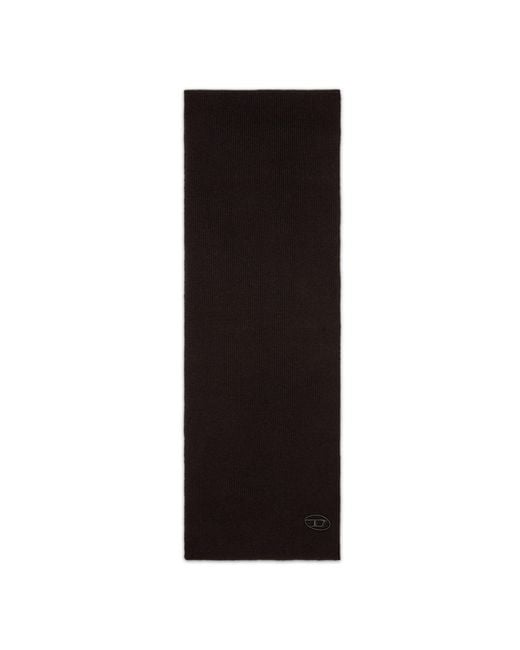 DIESEL Black Ribbed Wool-Blend Scarf