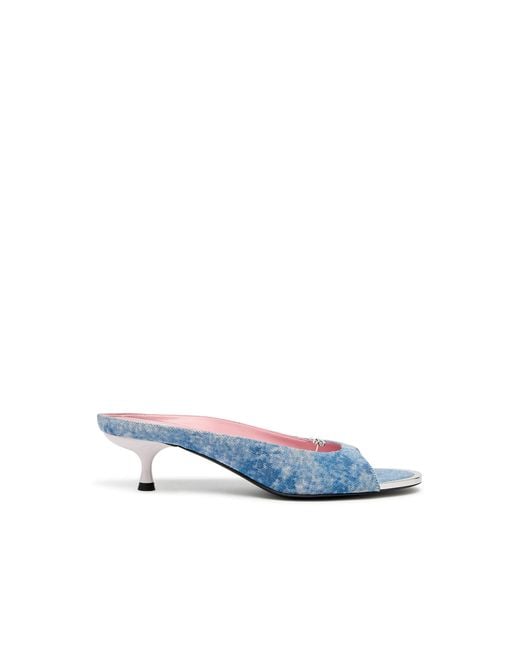 DIESEL Blue D-Diam's-Low Denim Mule With Floating Oval D
